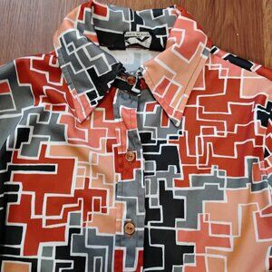 Vintage Jack Winter Abstract Geometric Color Block Disco Shirt